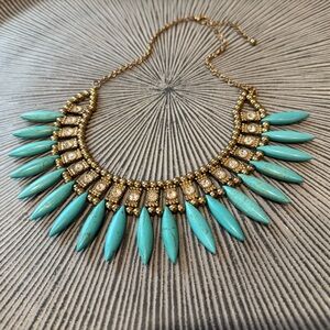 Turquoise and Gold Statement Necklace